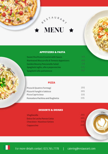 Italian menu template