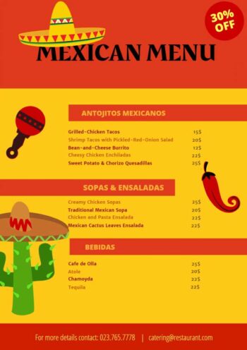 Mexican Food Menu