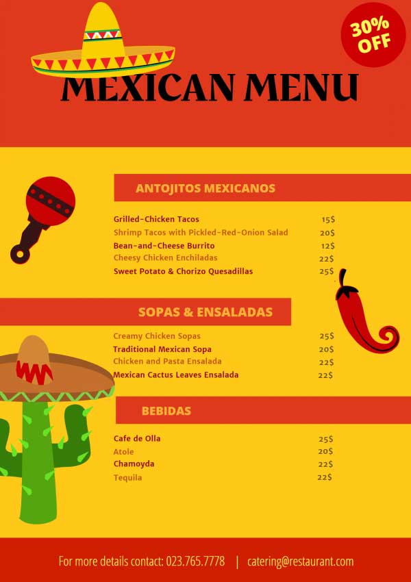 Mexican Food Menu MockoFUN | tunersread.com