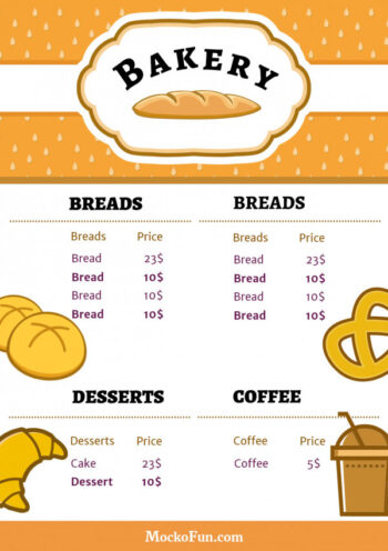 Bakery Menu