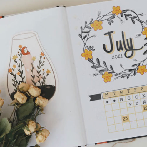 📝 🌸 July Bullet Journal Cover Page - MockoFUN