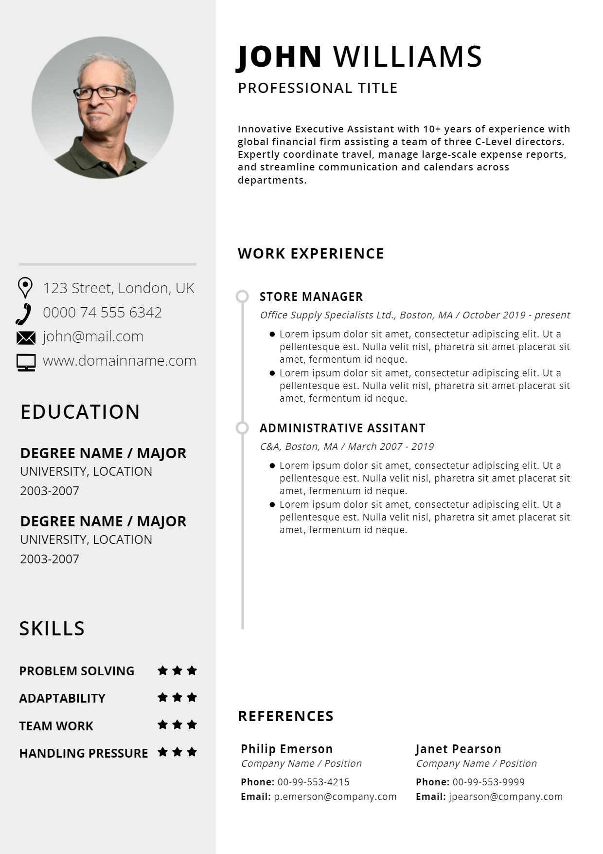 Job Resume Template: Edit Profile Photo, Text & Colors - MockoFUN