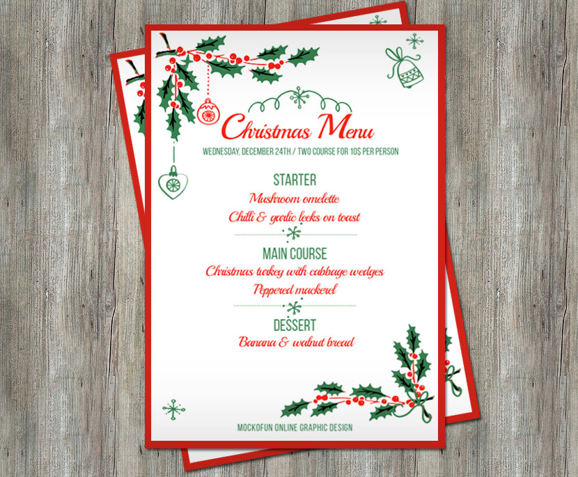 Free Christmas Menu Template MockoFUN