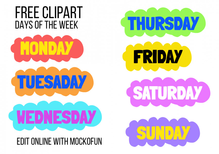 free days of the week clipart