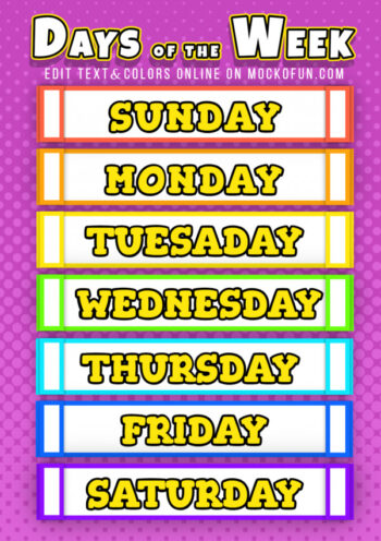 Days of the Week Poster