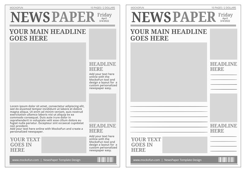 newspaper layout design templates